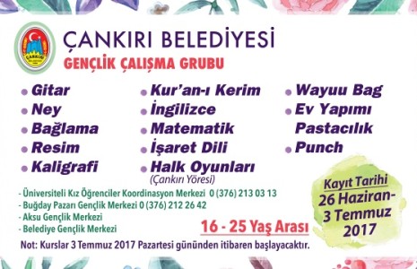 Yaz Dönemi Gençlik Kursları için Kayıtlar Başladı