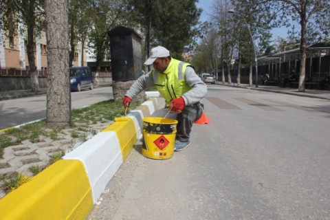 Çankırı’da Refüj ve Kaldırımlar Boyanıyor