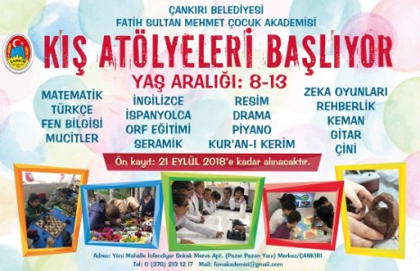 Çocuk Akademisi Kış Atölyeleri Ön Kayıtları Başladı