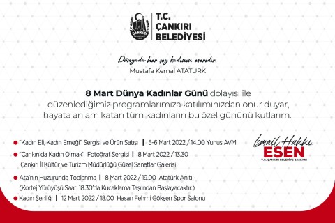  Çankırı Belediyesinden 8 Mart İçin 8 Gün 8 Etkinlik