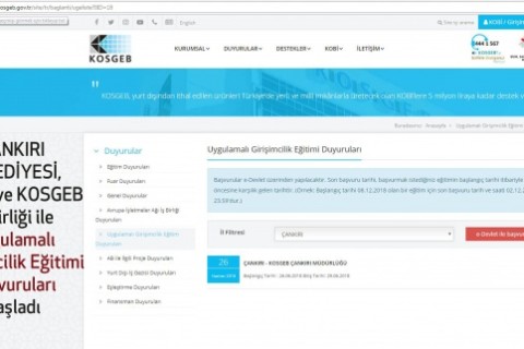 KOSGEB Uygulamalı Girişimcilik Eğitimi Başvuruları Başladı